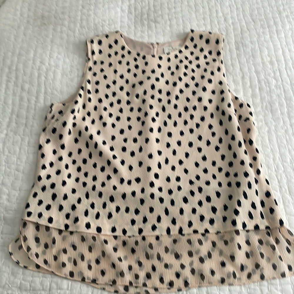 Kate Spade Cream and Black Polka Dot Tank Top